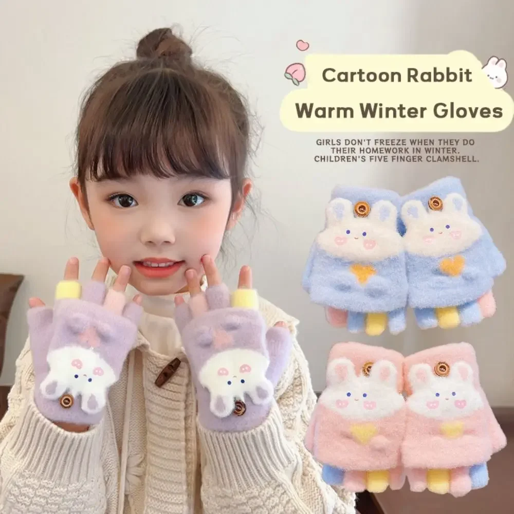 Guantes de invierno forro suave piel de conejo para niños - imagen 4