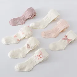 Pantimedias de malla bebé con lazo para niña, primavera-verano