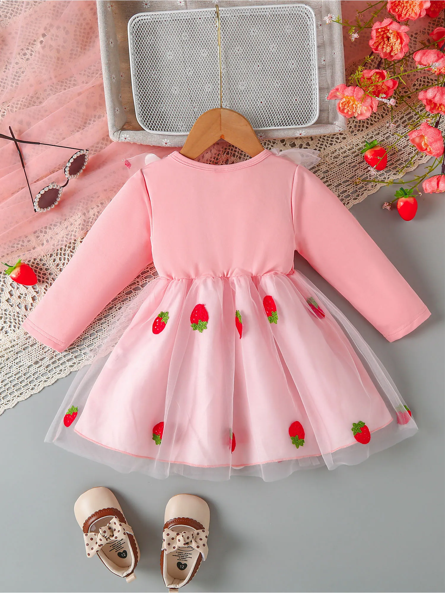 Vestido de tul princesa con lazo y flores en relieve para fiesta - imagen 4