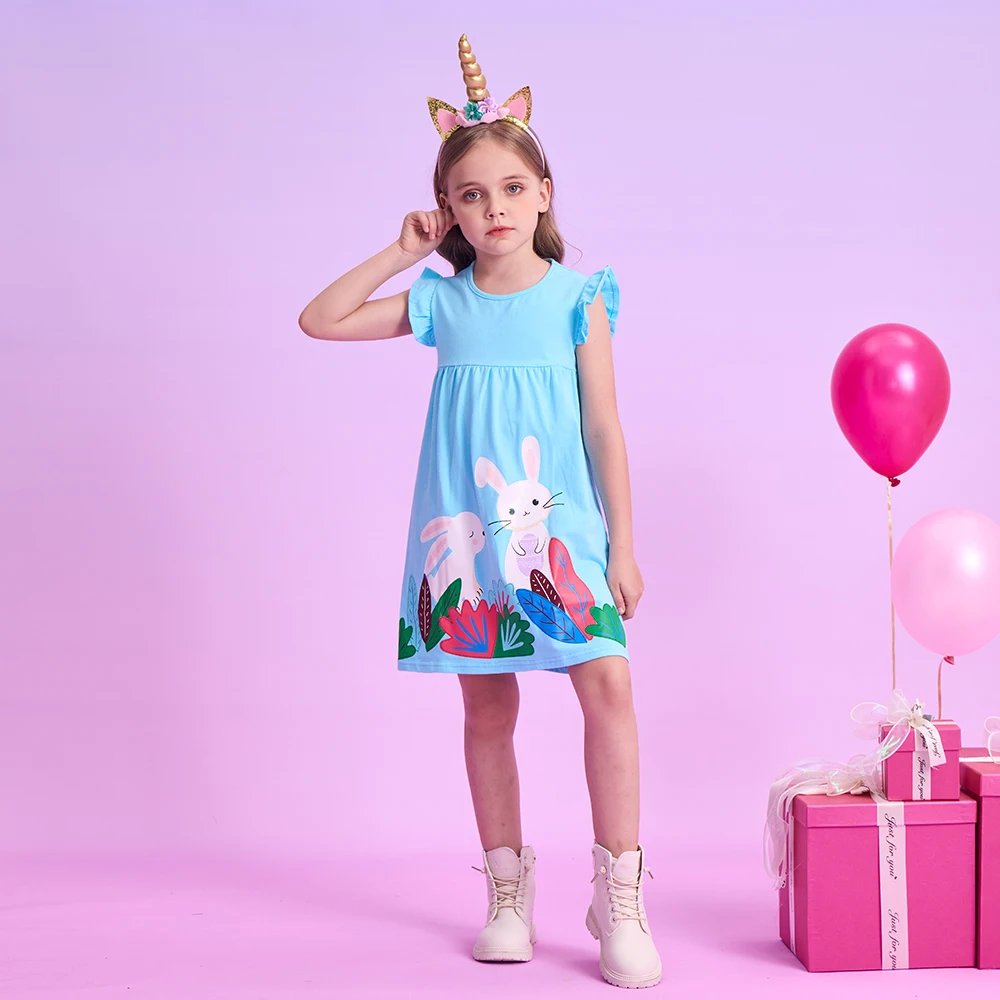 DXTON vestido de verano sin mangas de algodón floral conejito