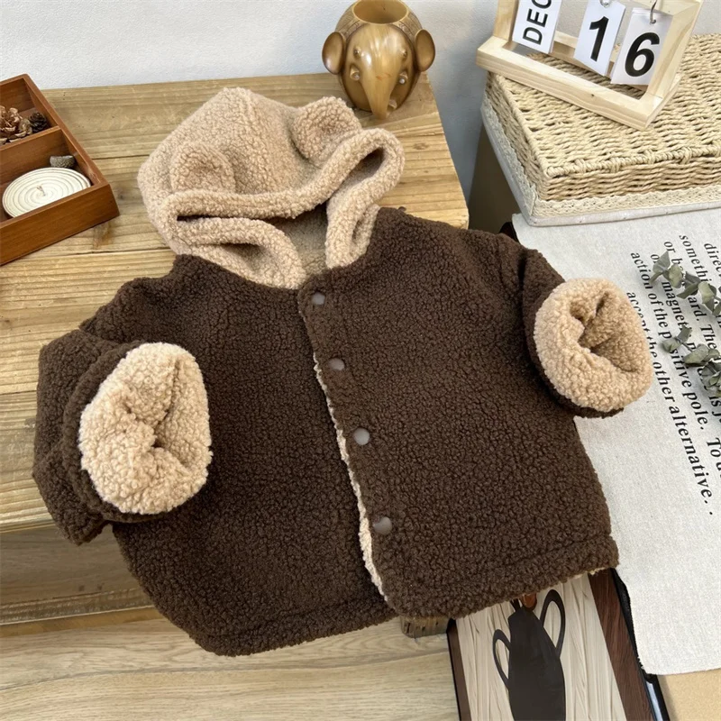 Abrigos de invierno acolchados con capucha cálida para niños y niñas - imagen 3