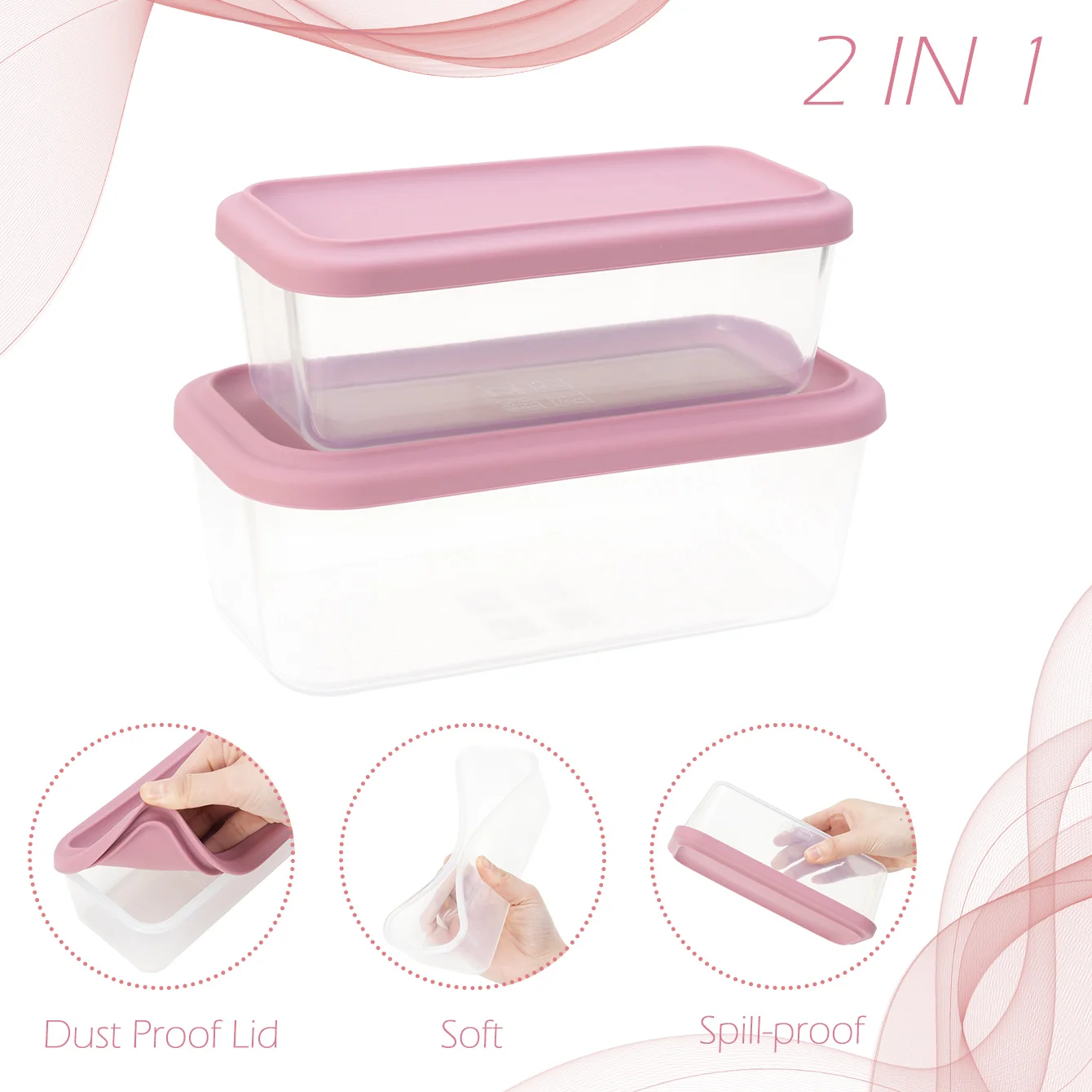 Recipientes de silicona para comida infantil tipo bento rectangular - imagen 3
