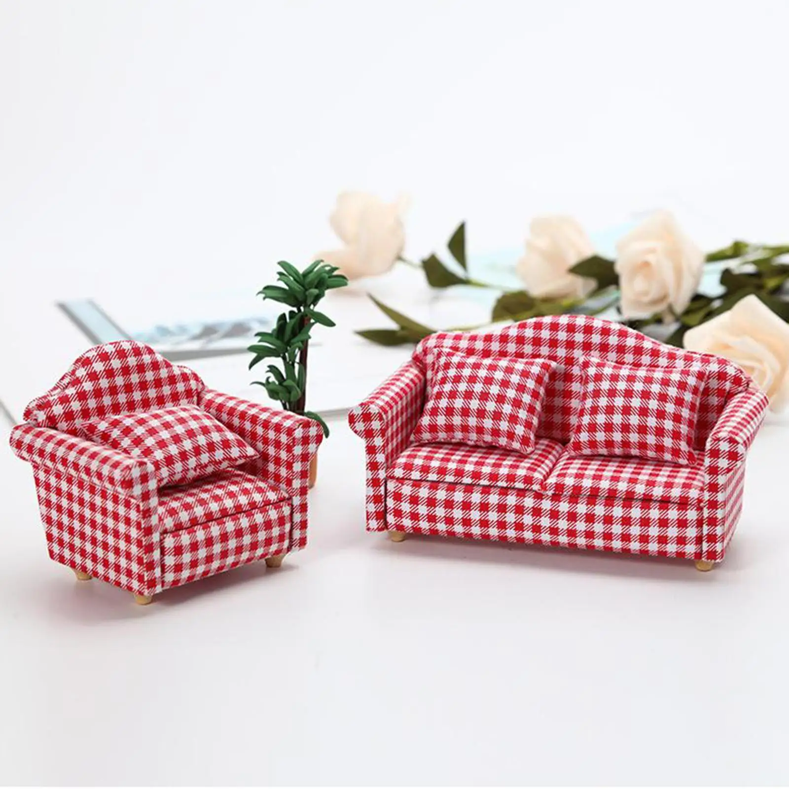 Sofás en miniatura para casa de muñecas: juego de salón - imagen 3