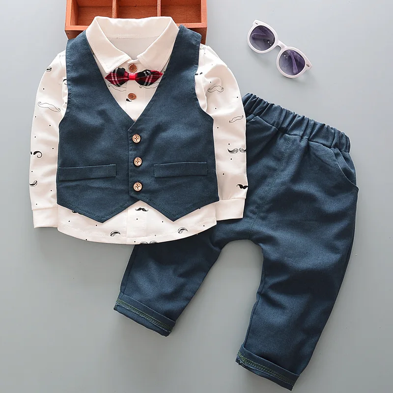 Conjunto infantil con chaleco, camisa y pantalones para niño pequeño - imagen 4