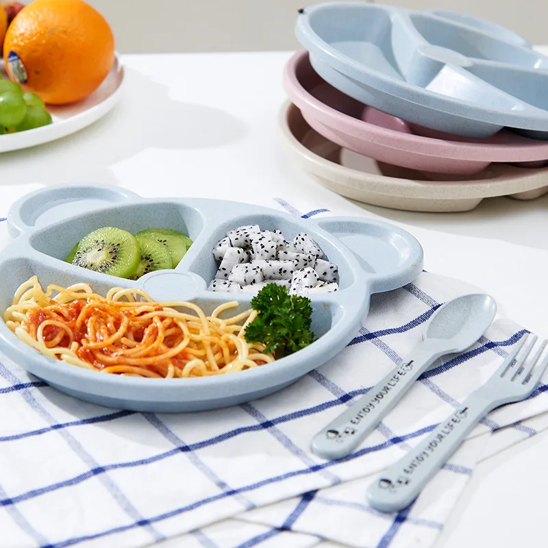 Plato infantil con ventosa y cuenco de trigo – Tenedor y cuchara - imagen 5
