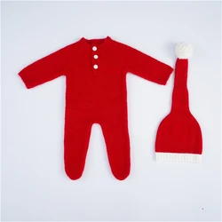 Pelele navideño de bebé con gorro de Papá Noël para fotos