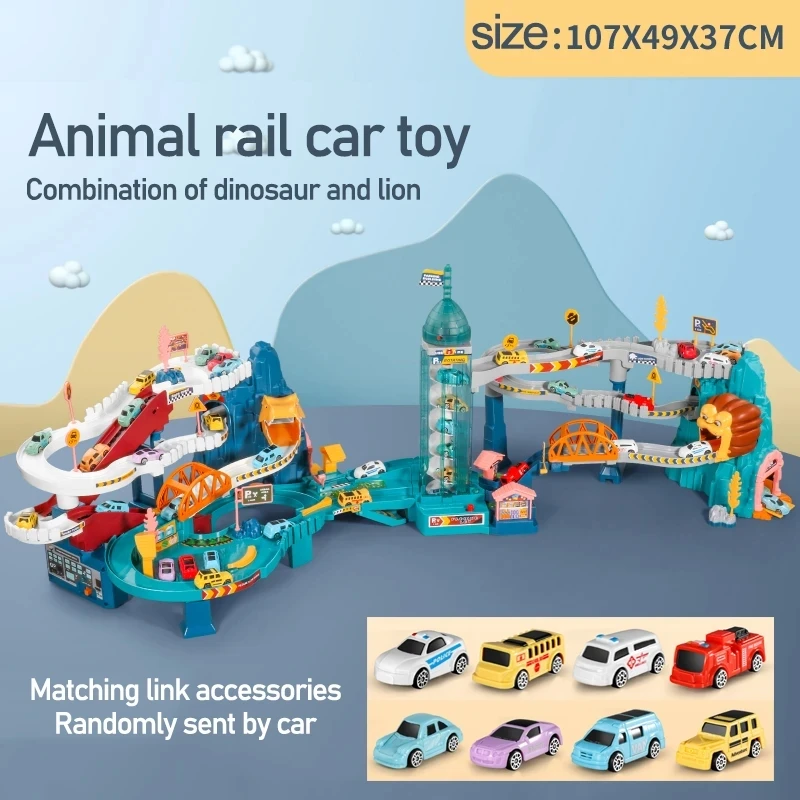 Tren eléctrico con edificio de dinosaurios para niños - imagen 3