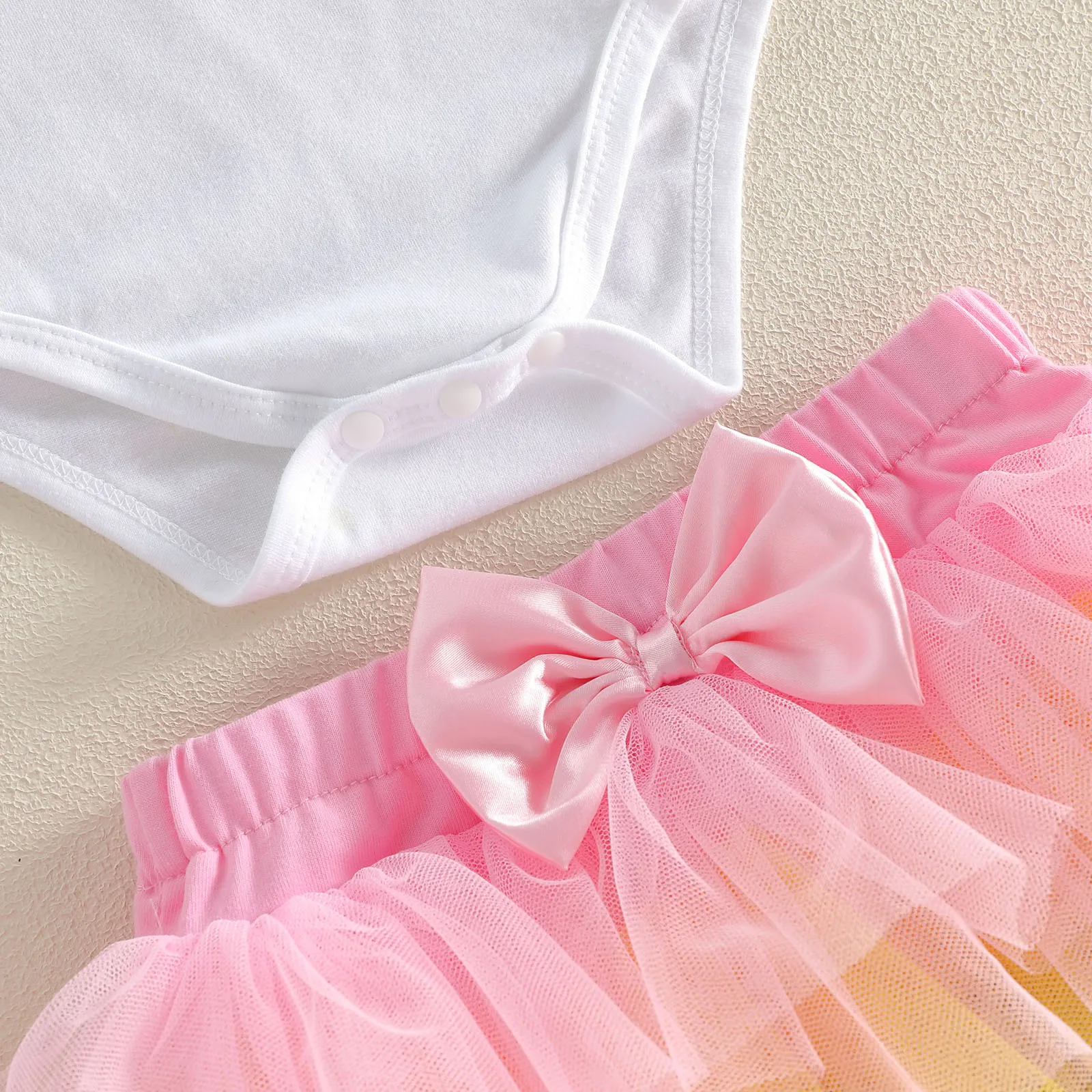 Conjunto Primera Comunión bebé niña mono volante con tul y diadema - imagen 4