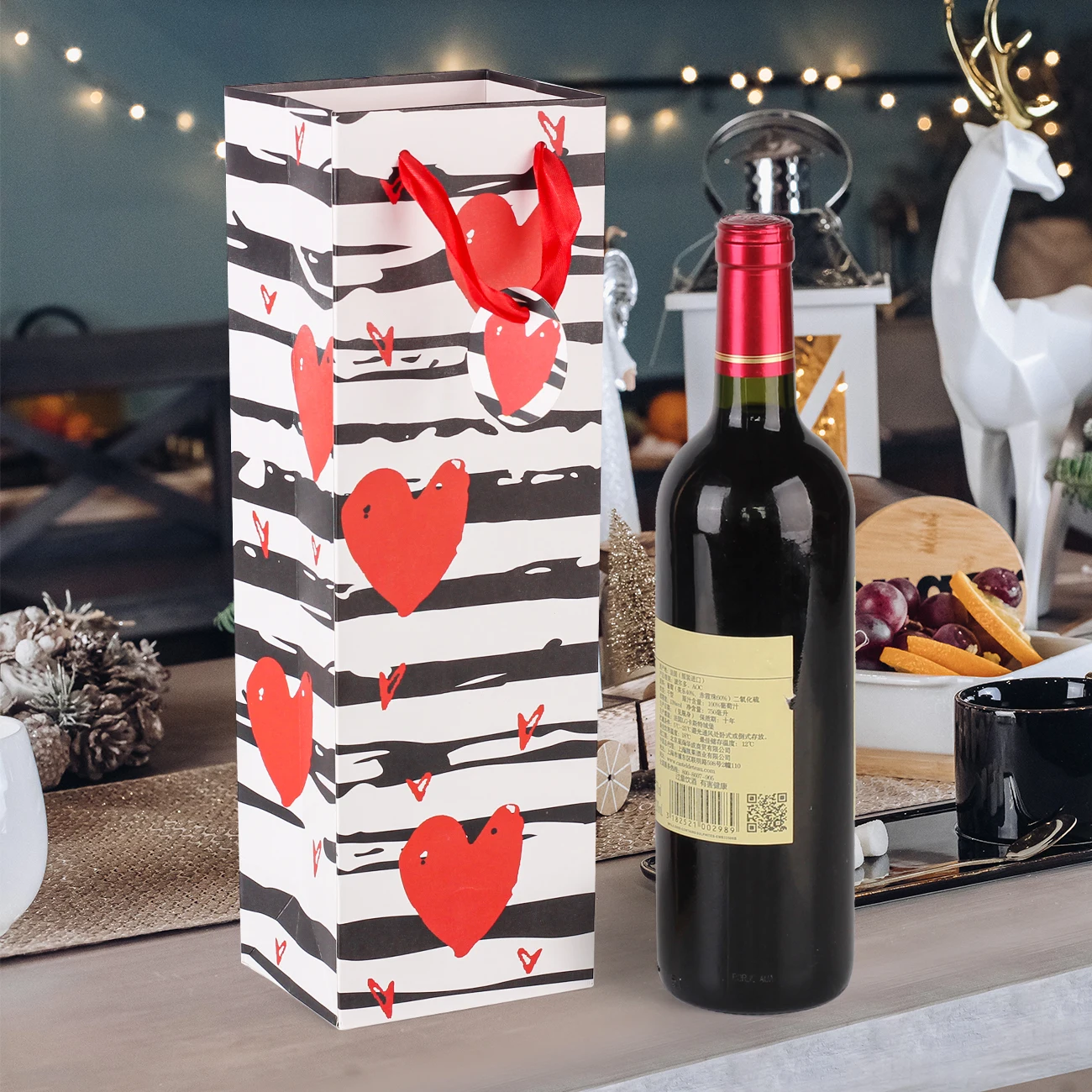 Bolsa de regalo vino tinto con asas para baby shower - imagen 3