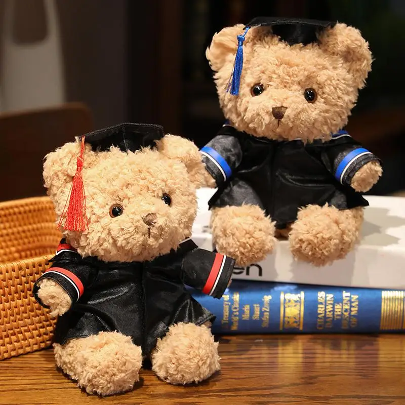 Oso de peluche graduación con bata académica, sentado - imagen 2