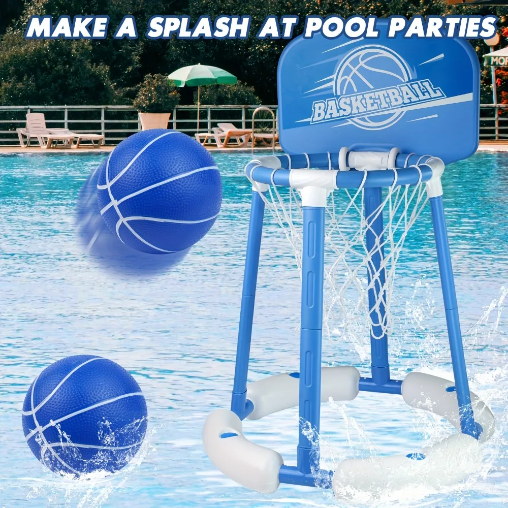 Aro de baloncesto flotante para piscina con pelotas de juego - imagen 3