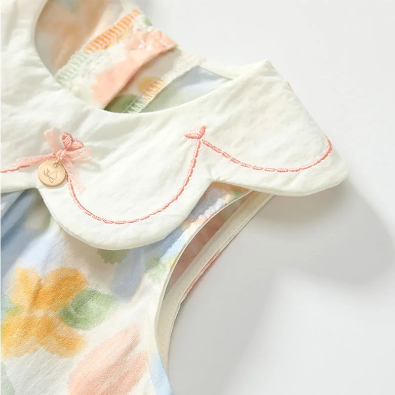 Vestido floral de algodón sin mangas para niña – Verano - imagen 5