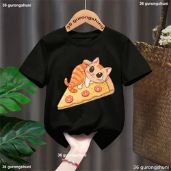 Camiseta de verano manga corta con estampado de pizza y camarones