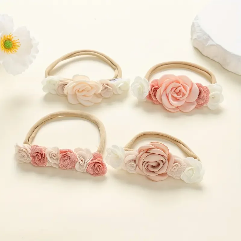 Diademas con flores para niña – Elásticas y suaves - imagen 2