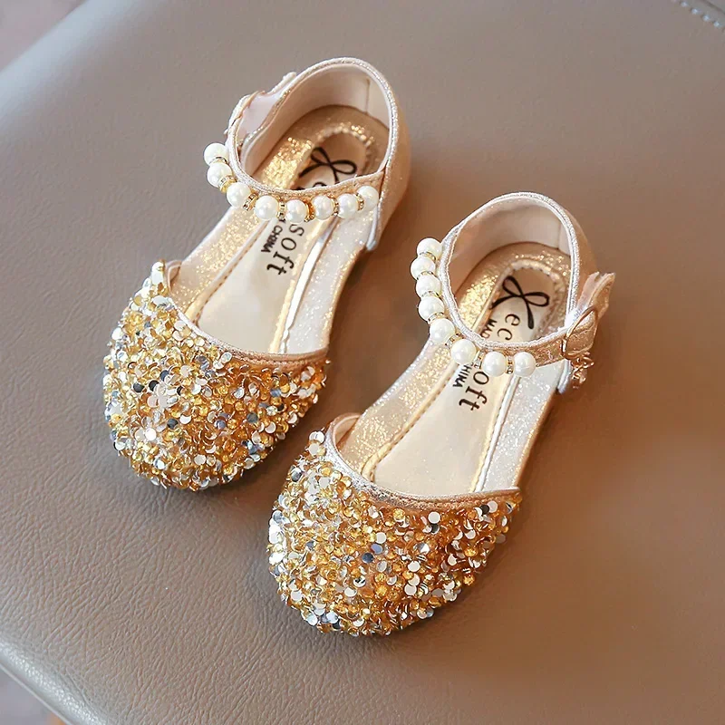 Zapatos planos de suela blanda para niñas estilo princesa