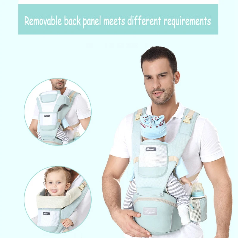 Portabebés mochila de malla algodón con asiento frontal tipo canguro - imagen 2