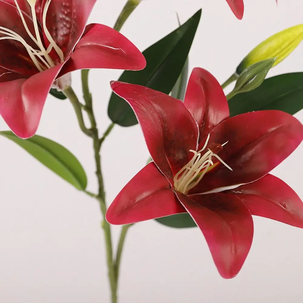Ramo de flores artificiales lirio marrón de seda con tacto real - imagen 3