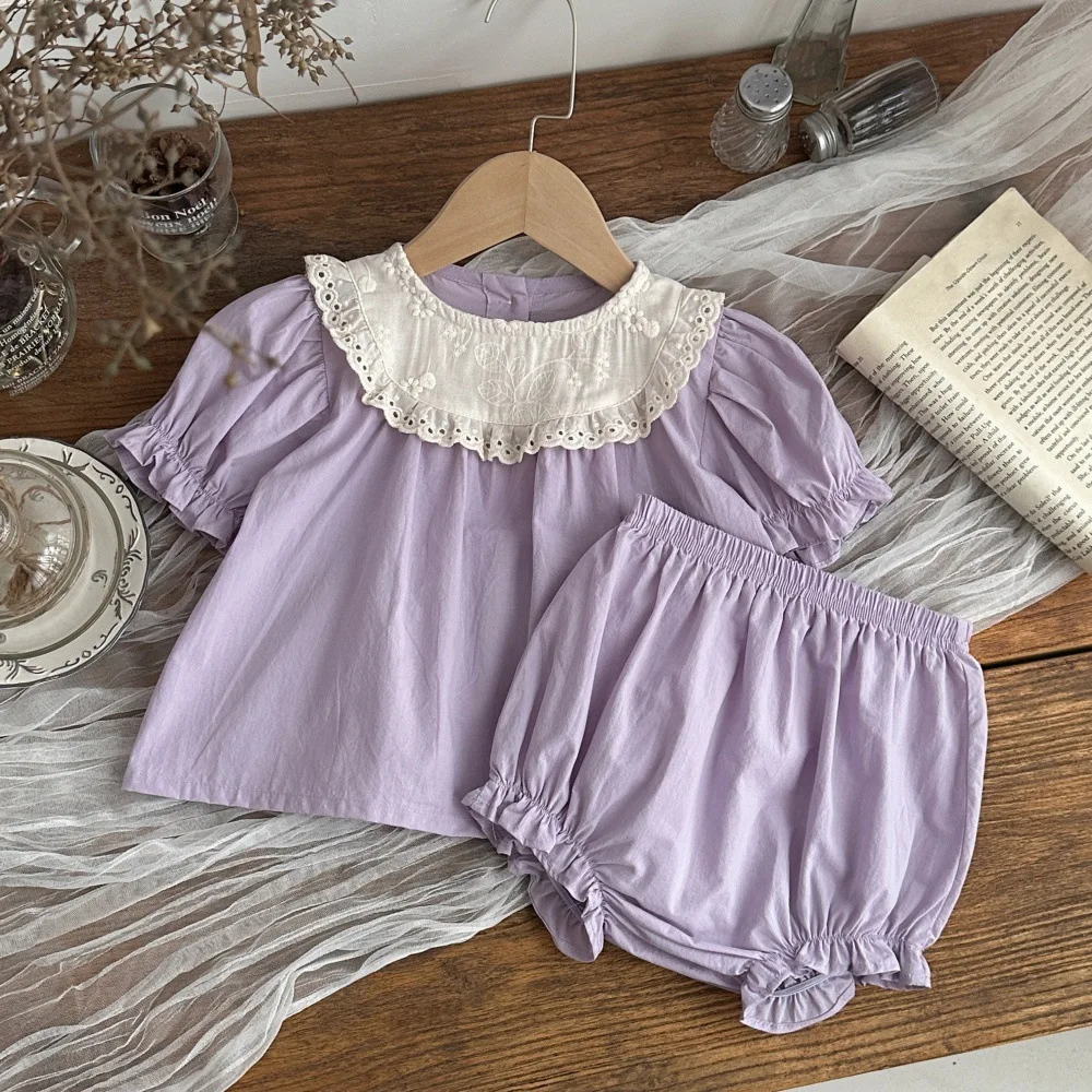Conjunto recién nacido de algodón con blusa encaje y pantalón - imagen 5