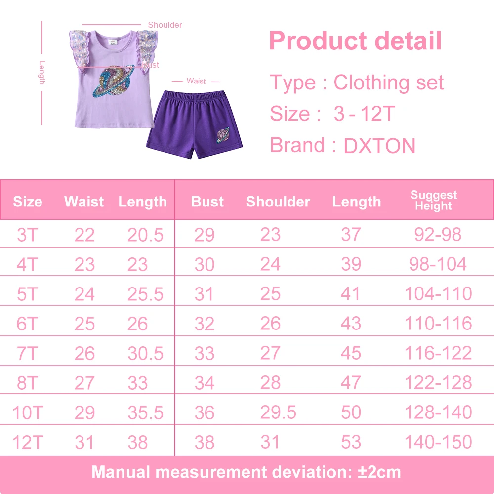 DXTON Conjunto de niña volantes y pantalón corto con lentejuelas - imagen 4