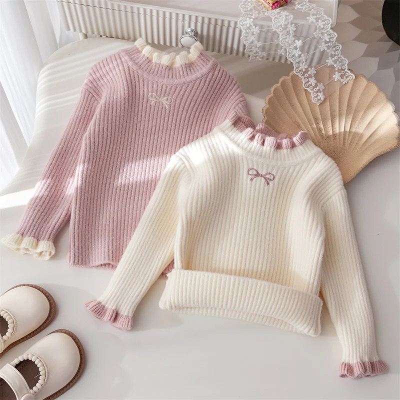 Jersey de invierno grueso con pajarita tejida para niños - imagen 2