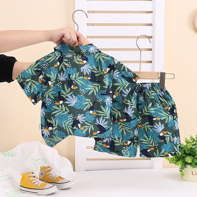 Conjunto de verano para bebé con camisa y pantalón corto estampado - imagen 2