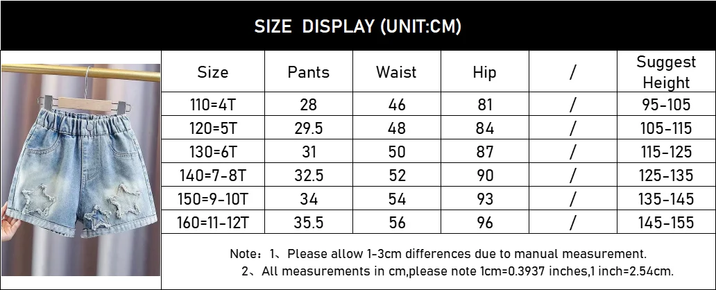 Pantalones cortos de mezclilla para niñas con bordados