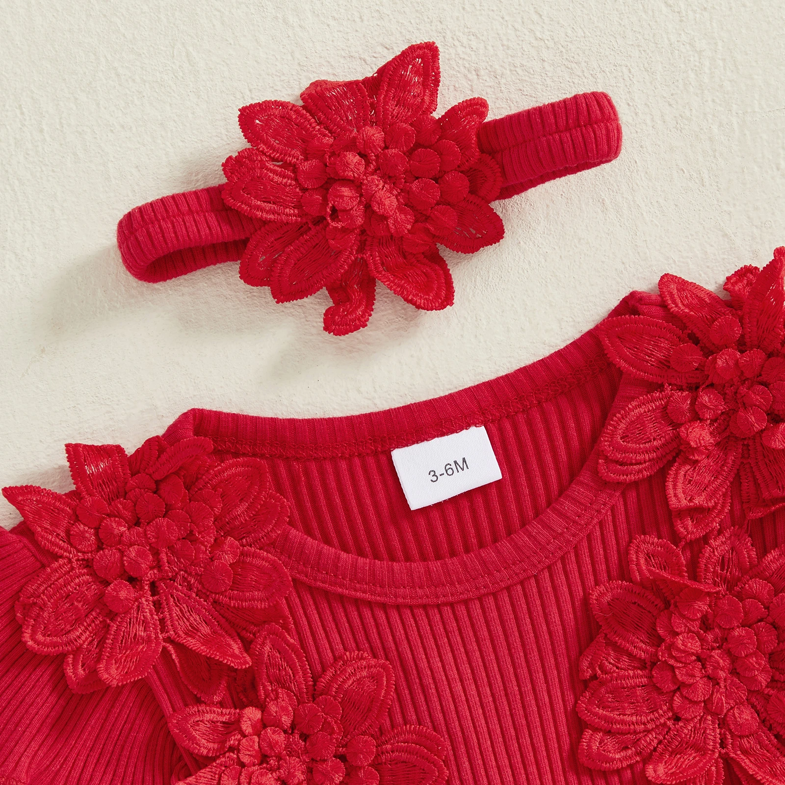 Tregren Pelele navidad niña – Volantes y diadema floral - imagen 3