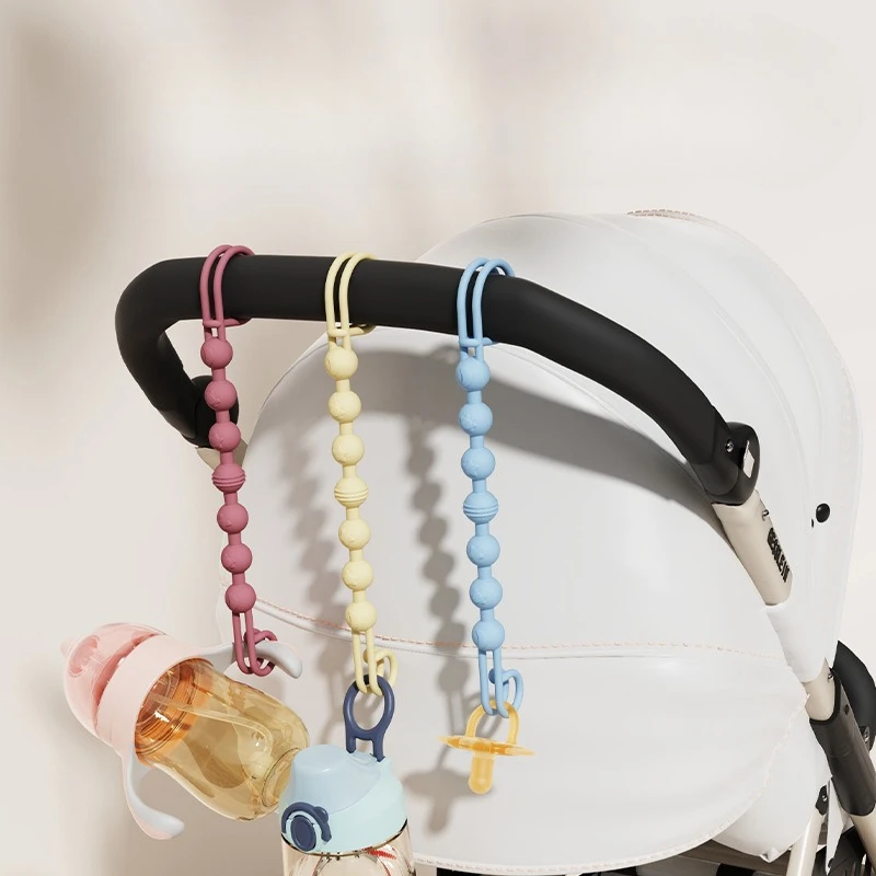 Clip para chupete de silicona y madera con soporte de cadena - imagen 2