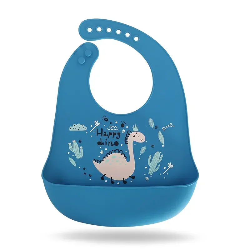 Babero de silicona impermeable con dinosaurio - Suave y ajustable - imagen 4