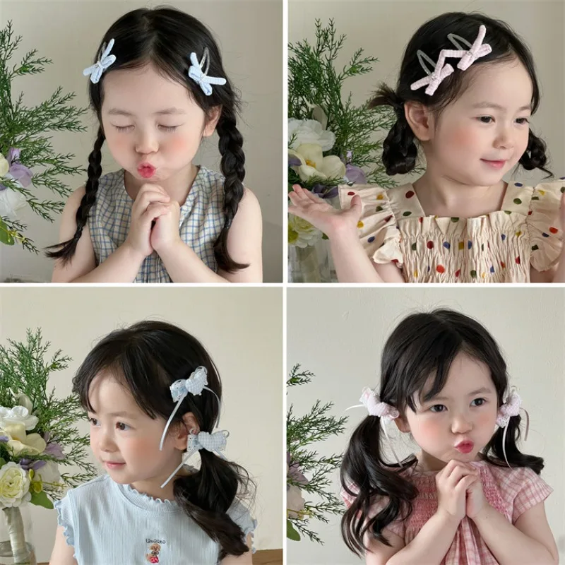 Pinzas para el pelo niña lazo a cuadros, corazón y lentejuelas
