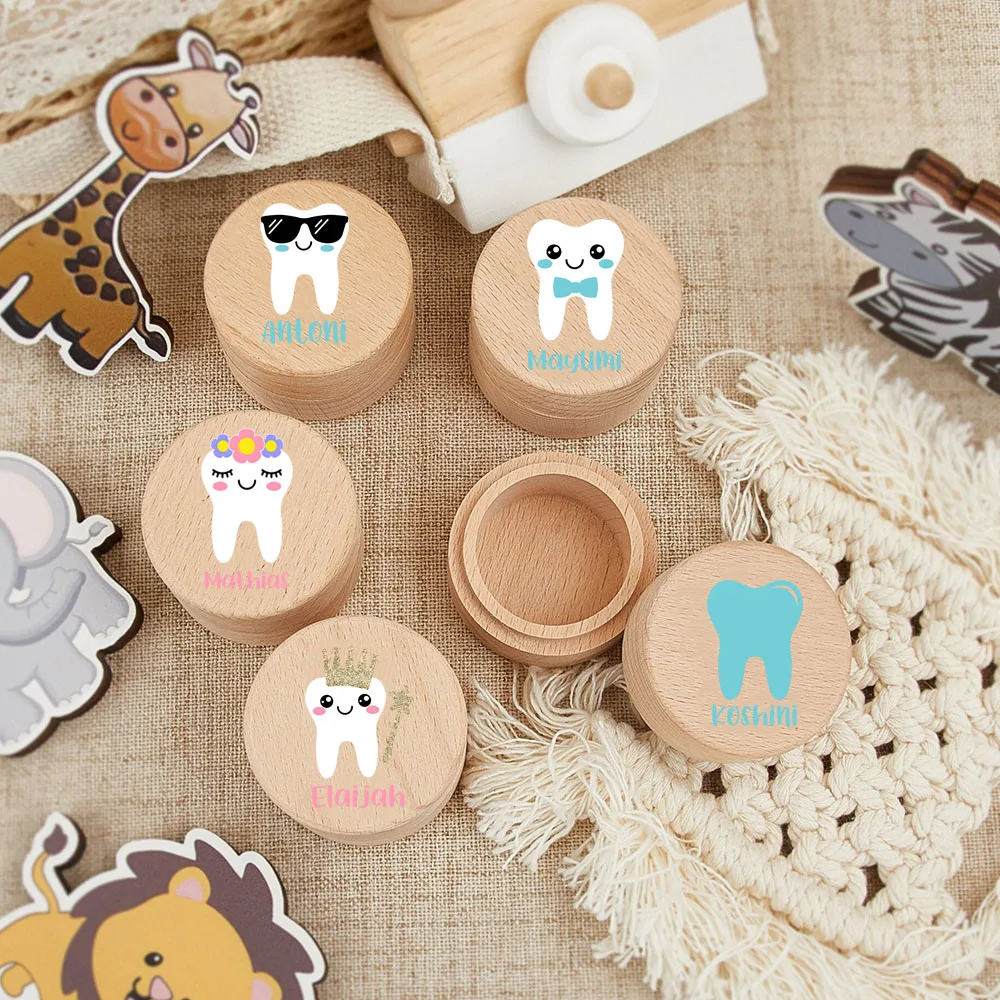 Caja de dientes del bebé de madera personalizada con hada - imagen 5