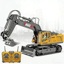 Excavadora RC de aleación con luces y sonido para niños