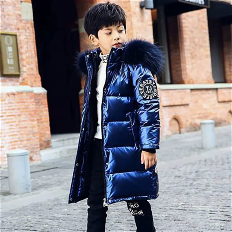 Parka infantil de invierno para niños y niñas con capucha y cuello de piel - imagen 2