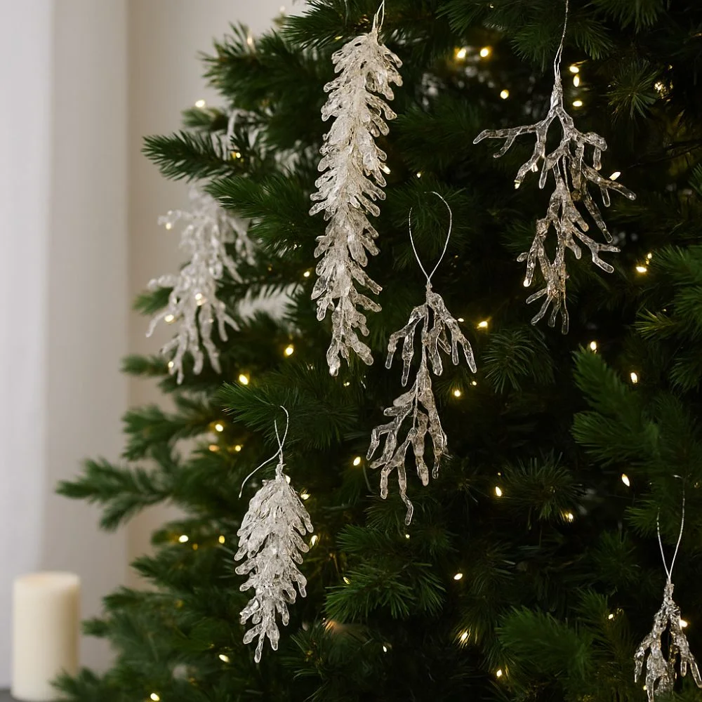 Colgante carámbano de Navidad acrílico con hojas artificiales - imagen 5