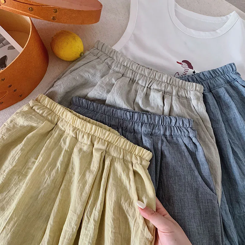 Pantalones niño de verano color sólido, holgados y cómodos - imagen 4