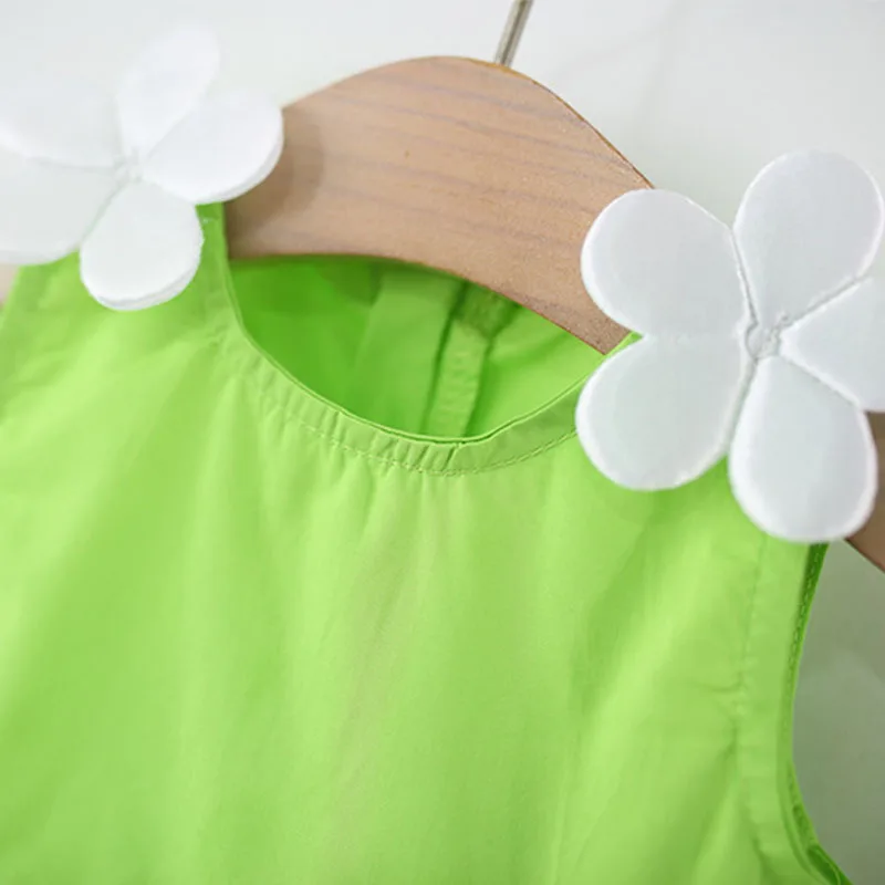 Vestido de verano para niña en algodón sin mangas con flores - imagen 2