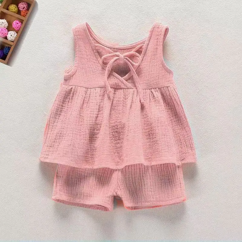 Conjunto interior de verano sin mangas para niñas algodón y lino