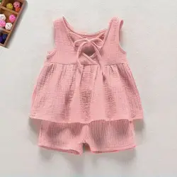Conjunto interior de verano sin mangas para niñas algodón y lino