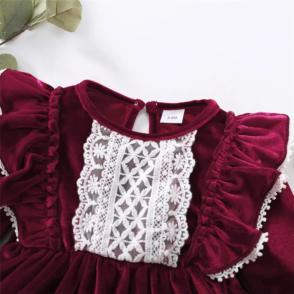 Vestido de fiesta Navidad niña – Manga larga con volantes satinados