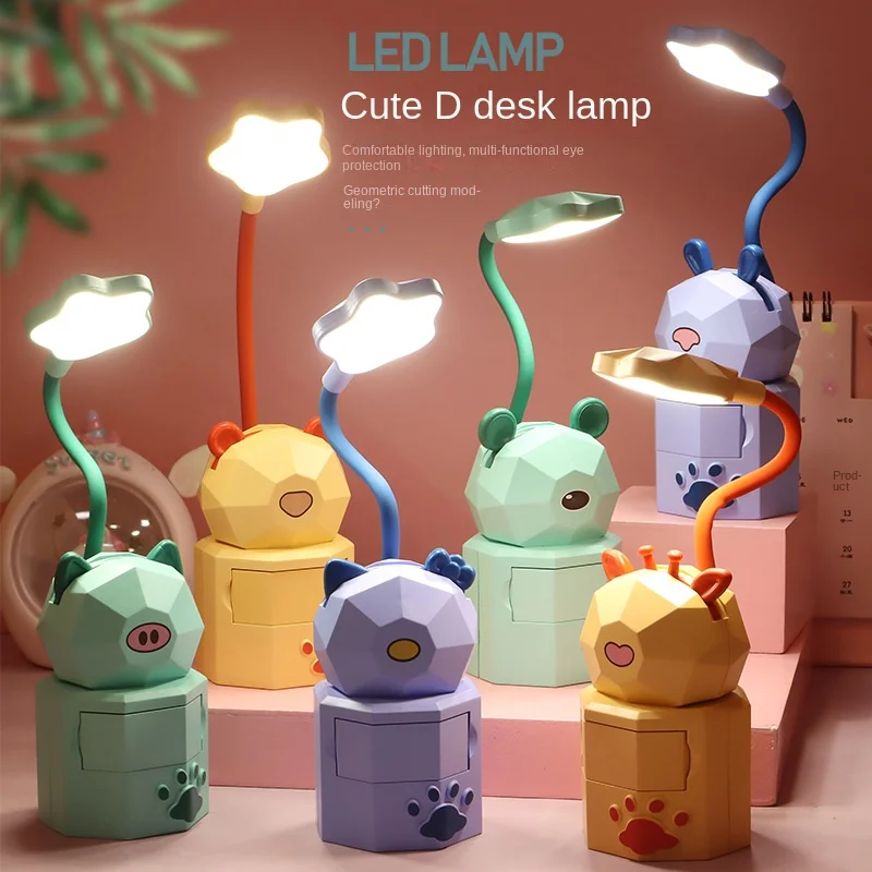 Lámpara LED escritorio infantil – Forma animal regulable y plegable