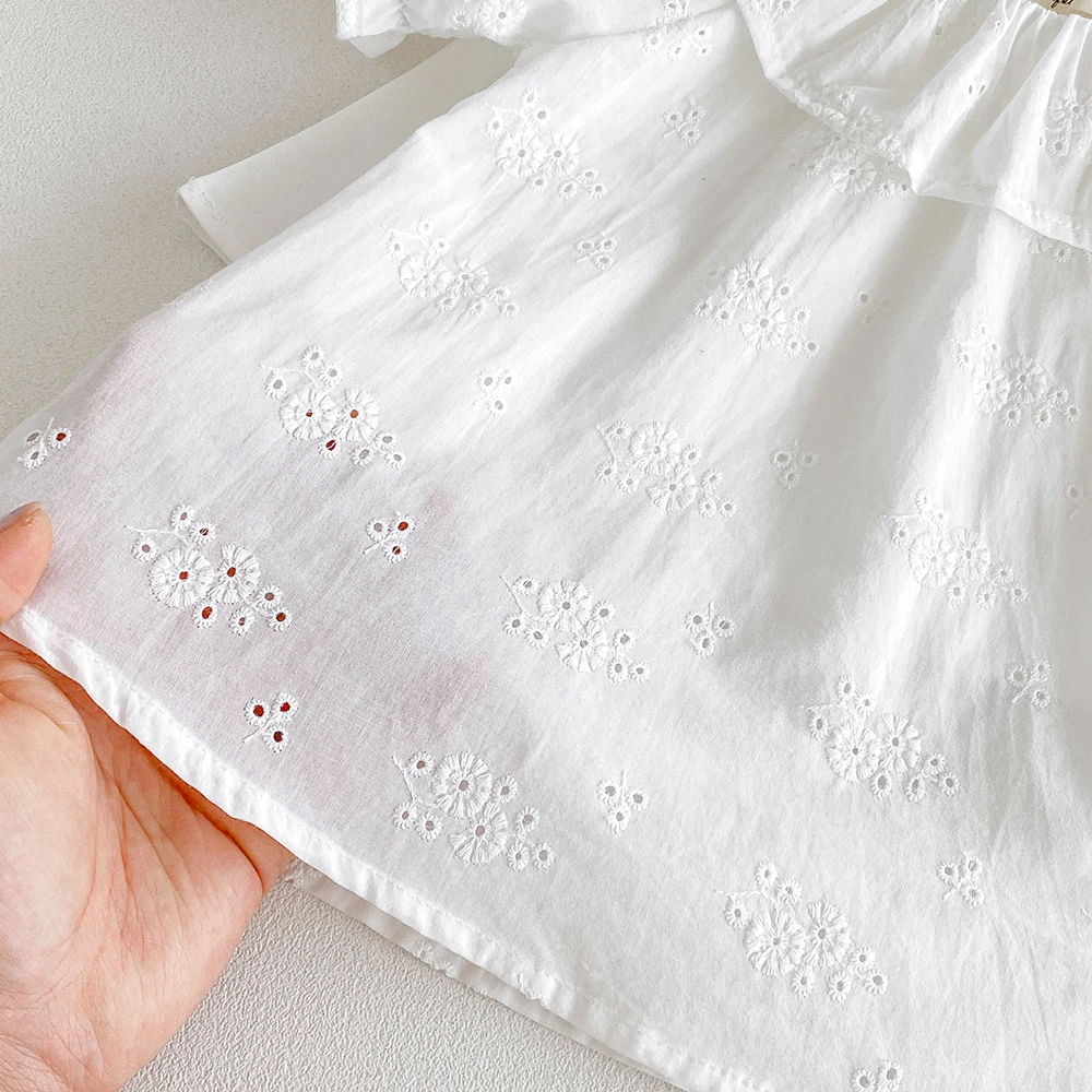 Blusa de algodón transpirable niña con cuello de volantes - imagen 5
