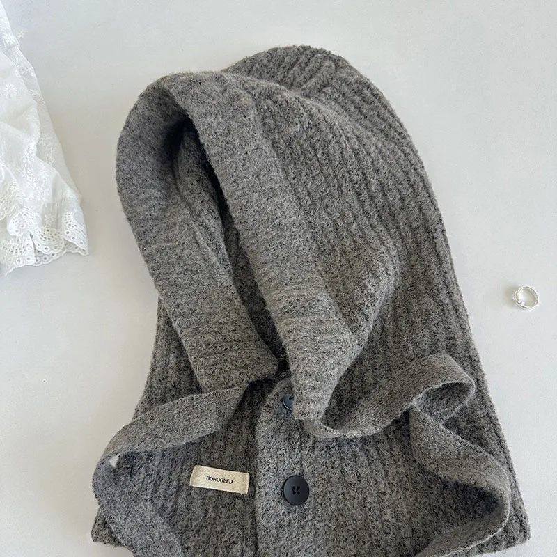 Gorro de punto grueso con cuello para niña – Talla cómoda - imagen 5