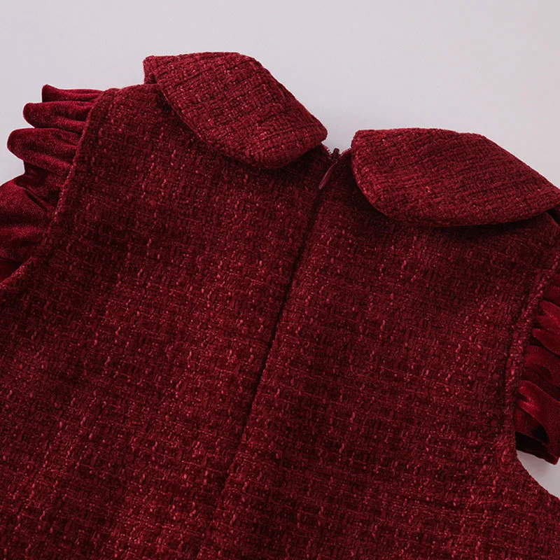 Vestido de Navidad para niña rojo cálido de punto de invierno - imagen 5
