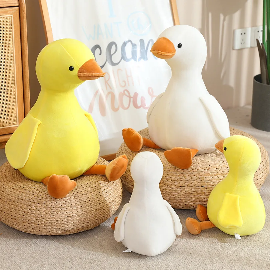 Peluche de pato amarillo grande y ganso blanco