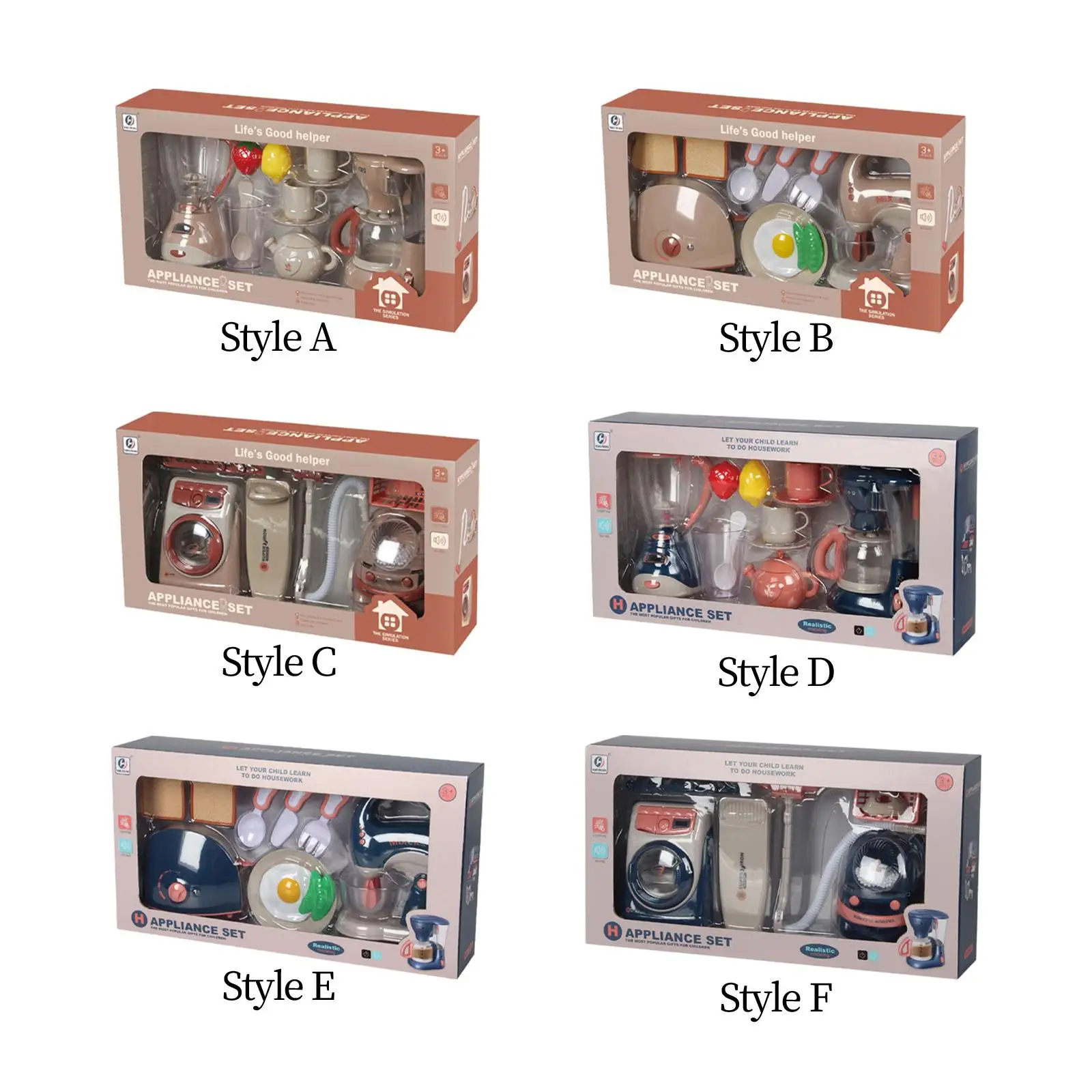 Conjunto de electrodomésticos de juguete con aspecto colorido