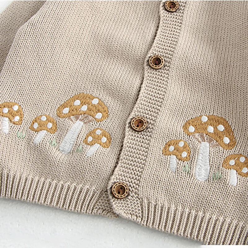 MILANCEL Cardigan bebé en punto para otoño con bordado de setas - imagen 5