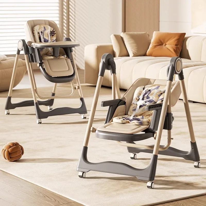 Trona para bebé con asiento mecedora plegable y ajustable