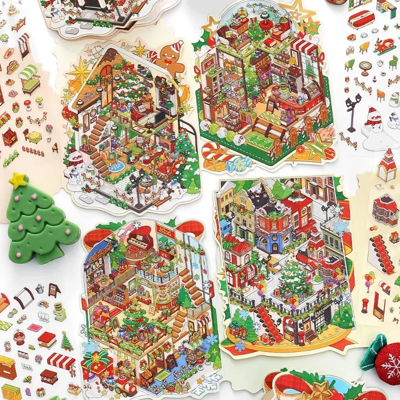 Pegatinas 3D diorama navideño apilado para juego sensorial infantil - imagen 4