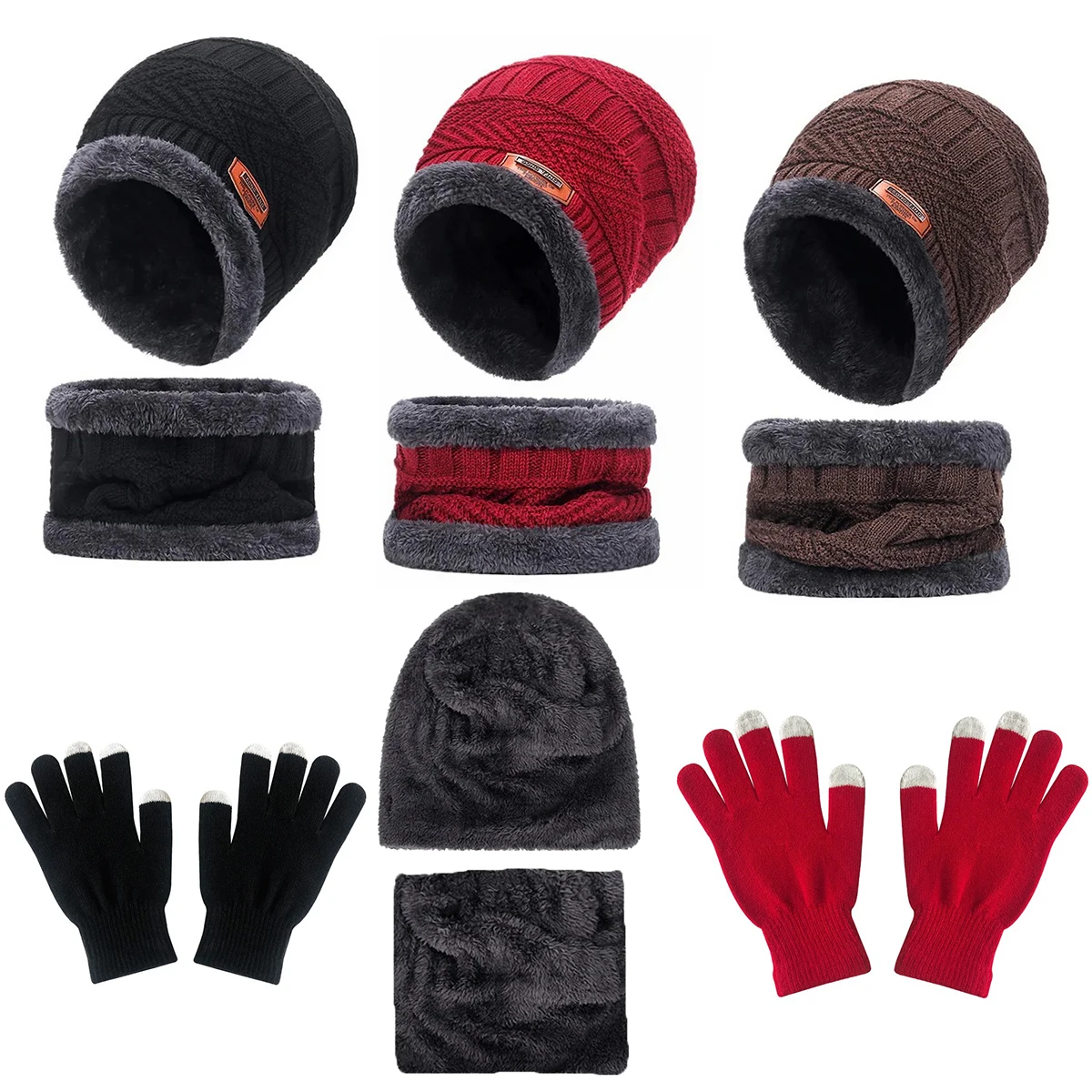 Gorro de terciopelo infantil cálido con conjunto de guantes coral - imagen 5