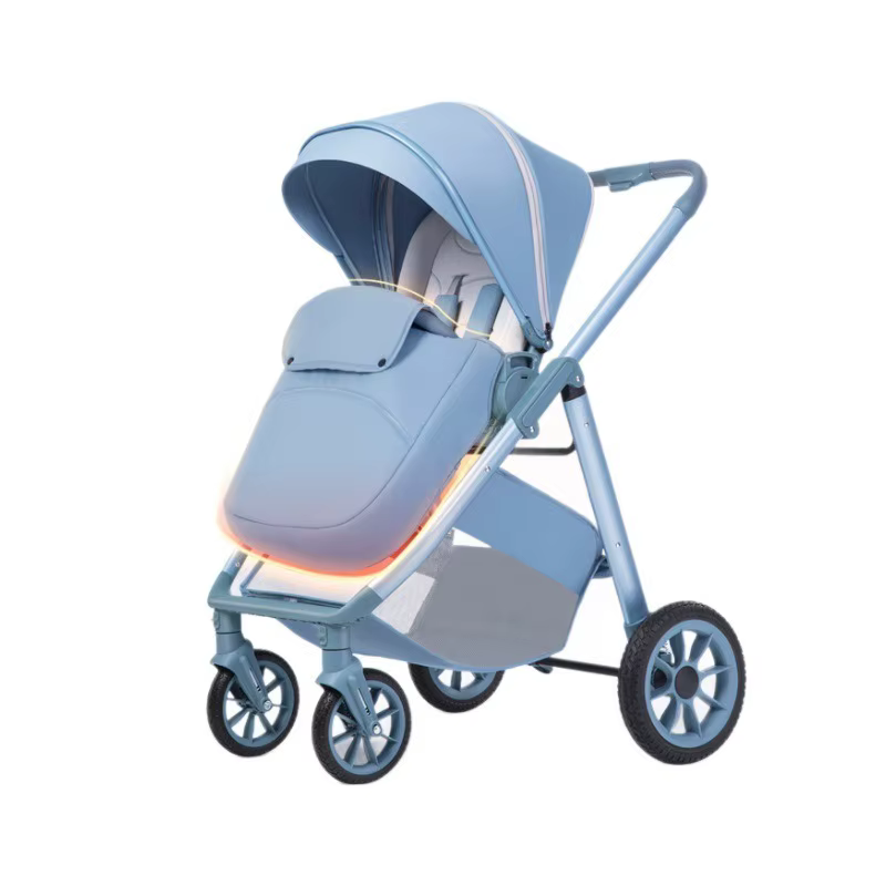 Cochecito de bebé ligero, plegable y reclinable con amortiguación - imagen 4